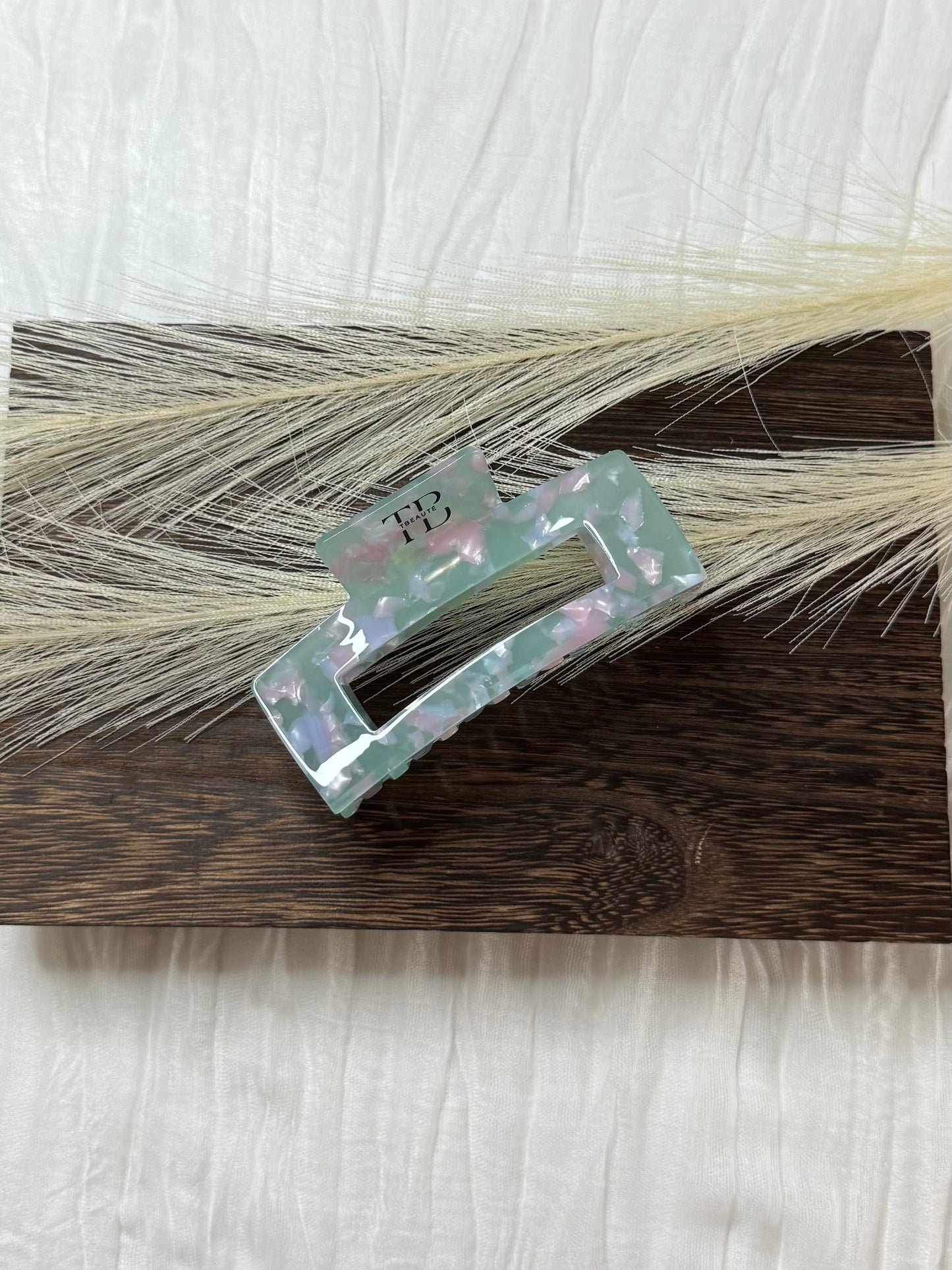 Hair clips Square Clip - Green/Pink
