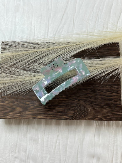 Hair clips Square Clip - Green/Pink