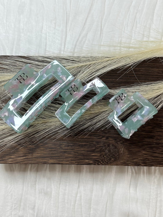 Hair clips Square Clip - Green/Pink